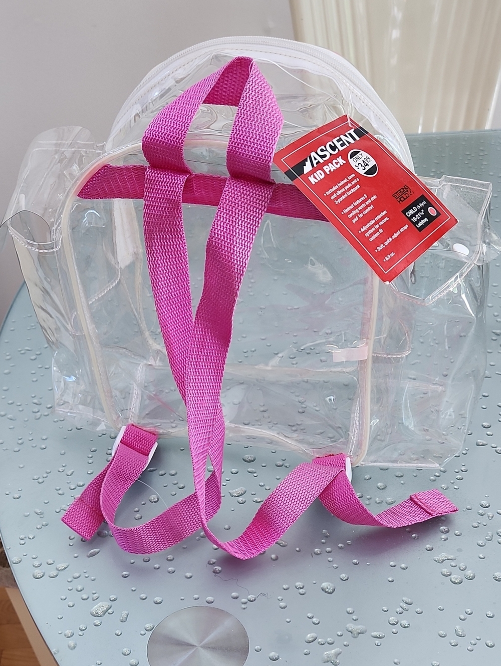 Clear Backpack with Pink Straps